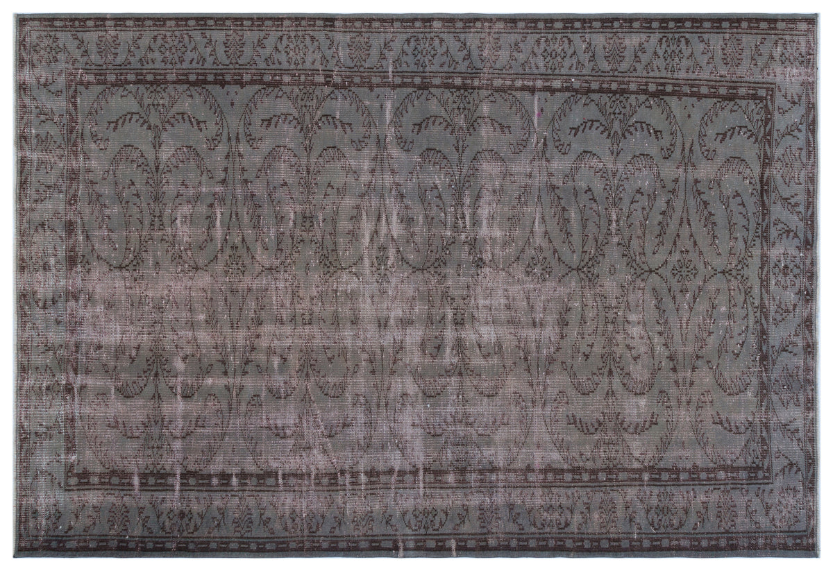 Gray Over Dyed Vintage Rug 6&#39;3&#39;&#39; x 9&#39;1&#39;&#39; ft 190 x 277 cm