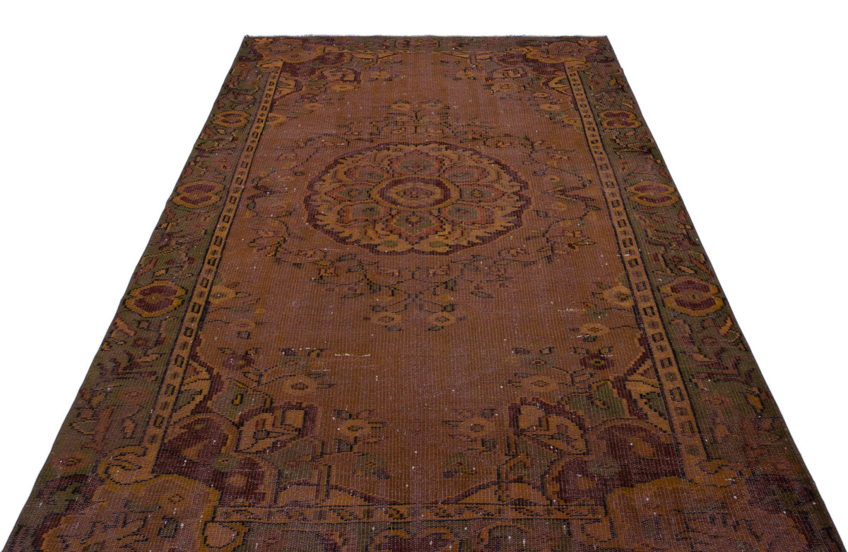 Brown Over Dyed Vintage Rug 5&#39;7&#39;&#39; x 9&#39;1&#39;&#39; ft 171 x 278 cm