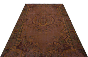 Brown Over Dyed Vintage Rug 5'7'' x 9'1'' ft 171 x 278 cm