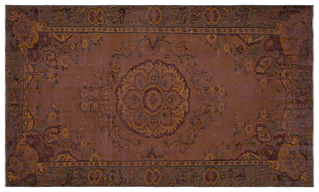 Brown Over Dyed Vintage Rug 5'7'' x 9'1'' ft 171 x 278 cm