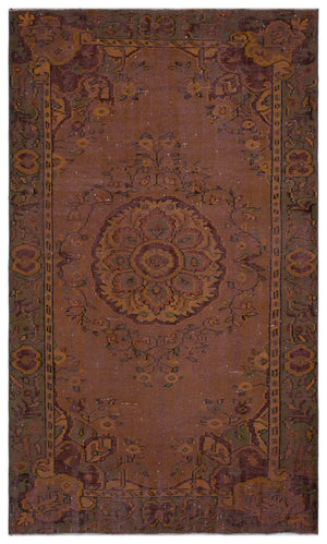 Brown Over Dyed Vintage Rug 5'7'' x 9'1'' ft 171 x 278 cm