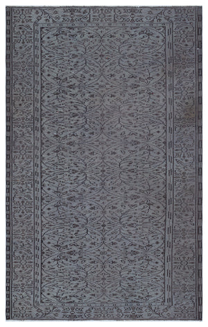 Gray Over Dyed Vintage Rug 5'3'' x 8'2'' ft 161 x 248 cm