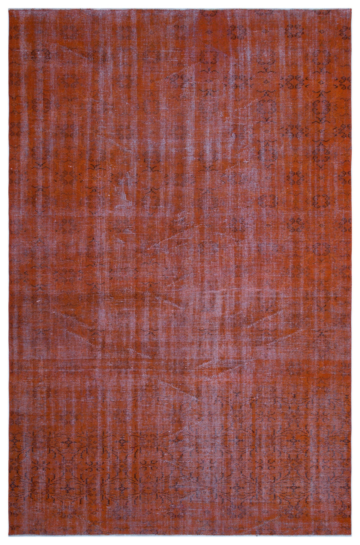 Orange Over Dyed Vintage Rug 6&#39;1&#39;&#39; x 9&#39;3&#39;&#39; ft 185 x 282 cm