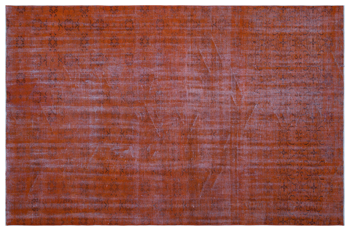 Orange Over Dyed Vintage Rug 6&#39;1&#39;&#39; x 9&#39;3&#39;&#39; ft 185 x 282 cm