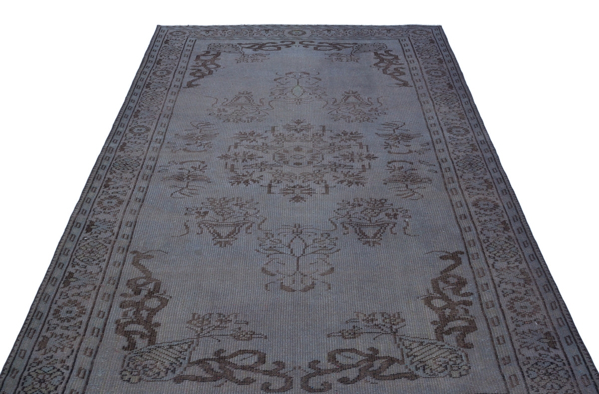 Gray Over Dyed Vintage Rug 5&#39;8&#39;&#39; x 9&#39;5&#39;&#39; ft 172 x 287 cm