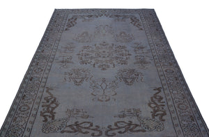 Gray Over Dyed Vintage Rug 5'8'' x 9'5'' ft 172 x 287 cm