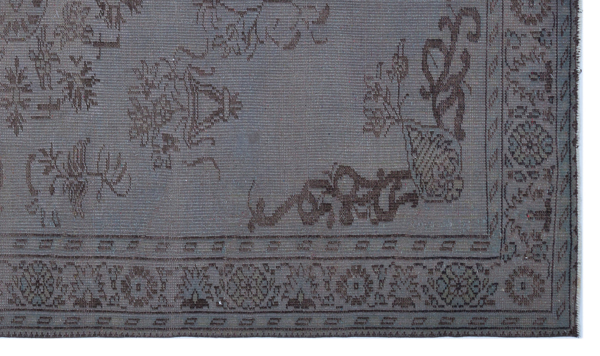 Gray Over Dyed Vintage Rug 5&#39;8&#39;&#39; x 9&#39;5&#39;&#39; ft 172 x 287 cm
