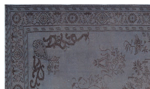 Gray Over Dyed Vintage Rug 5'8'' x 9'5'' ft 172 x 287 cm