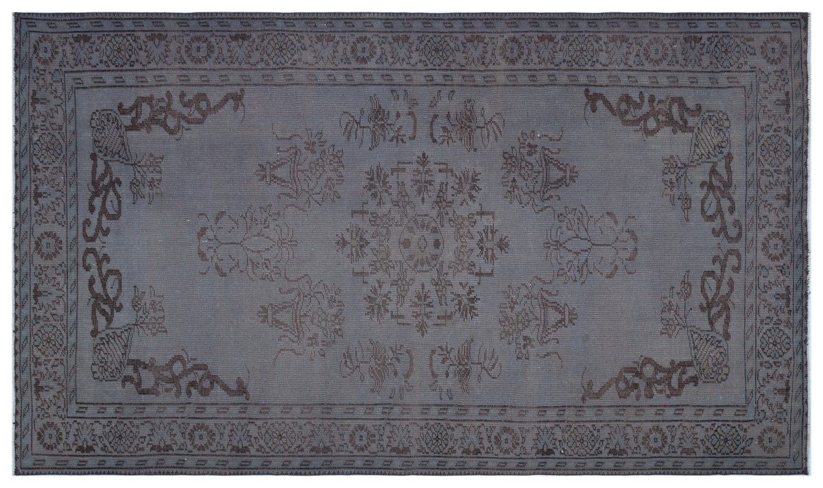 Gray Over Dyed Vintage Rug 5&#39;8&#39;&#39; x 9&#39;5&#39;&#39; ft 172 x 287 cm