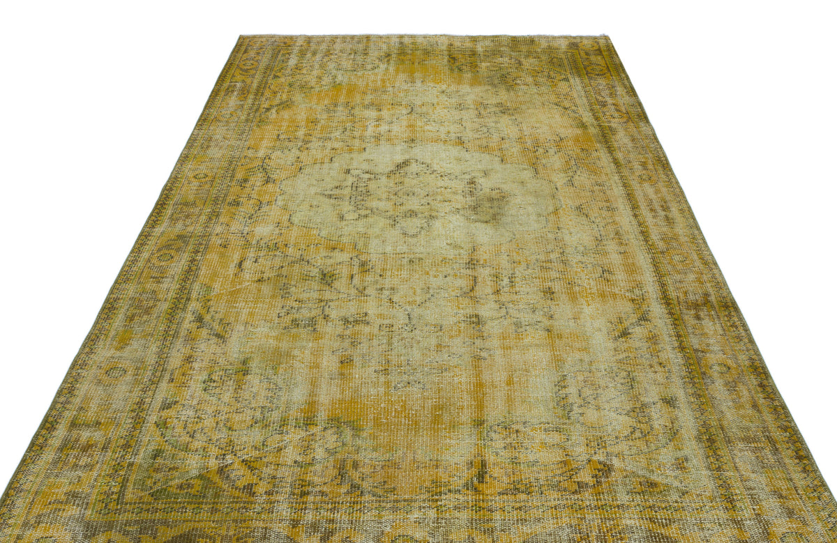 Yellow Over Dyed Vintage Rug 6&#39;1&#39;&#39; x 9&#39;8&#39;&#39; ft 185 x 294 cm