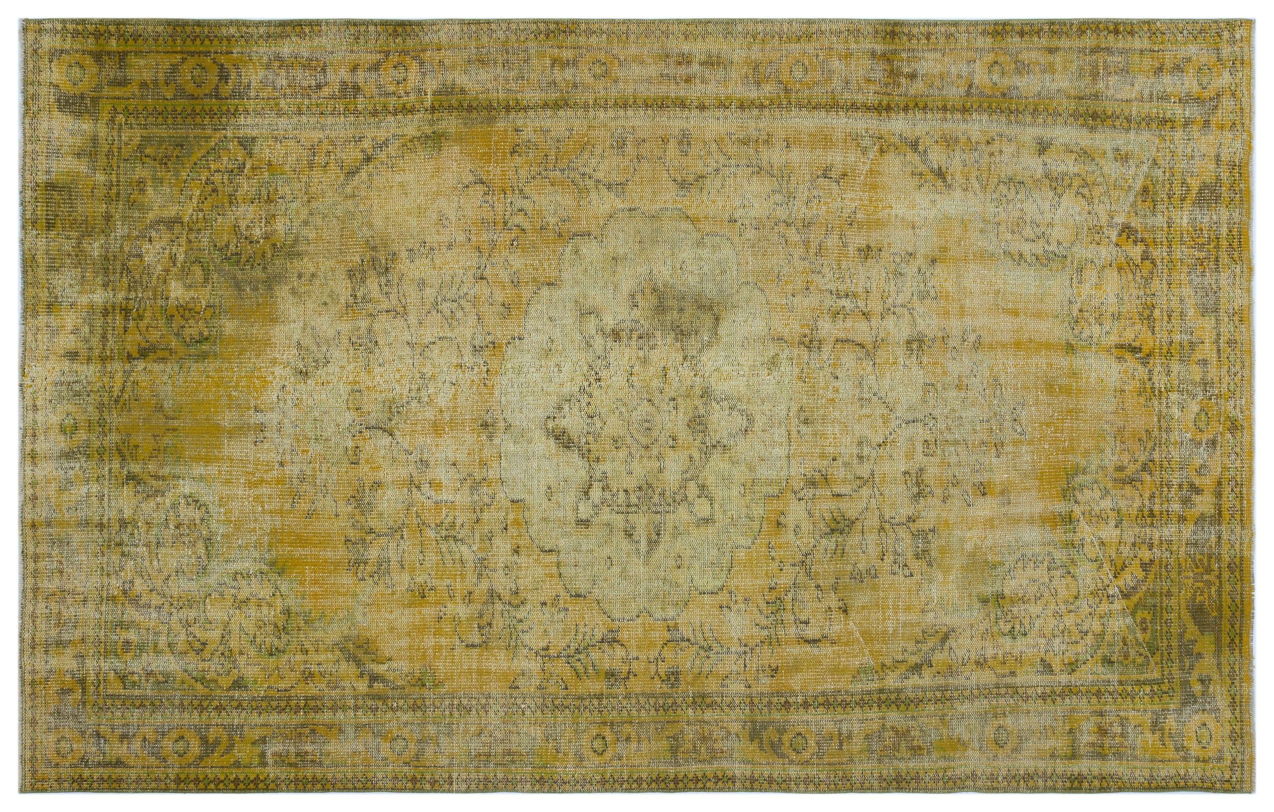 Yellow Over Dyed Vintage Rug 6'1'' x 9'8'' ft 185 x 294 cm