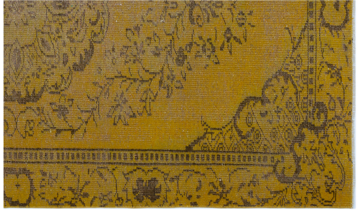 Traditional Design Yellow Over Dyed Vintage Rug 5&#39;3&#39;&#39; x 8&#39;9&#39;&#39; ft 160 x 267 cm