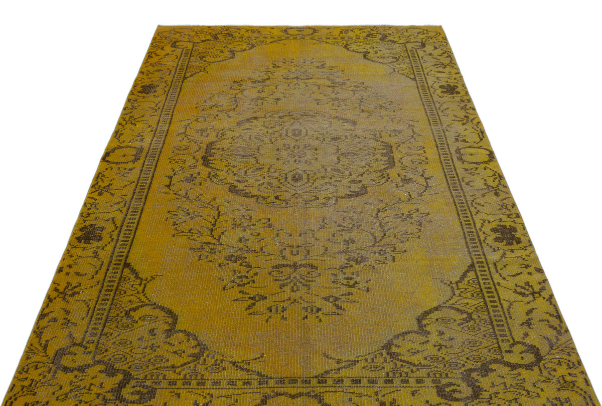 Yellow Over Dyed Vintage Rug 5&#39;3&#39;&#39; x 8&#39;9&#39;&#39; ft 160 x 267 cm