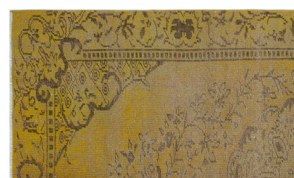 Yellow Over Dyed Vintage Rug 5&#39;3&#39;&#39; x 8&#39;9&#39;&#39; ft 160 x 267 cm