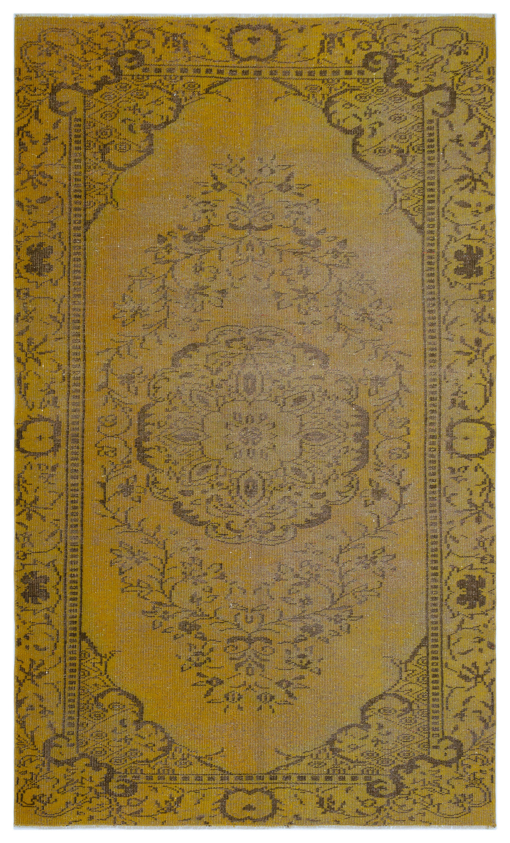 Yellow Over Dyed Vintage Rug 5'3'' x 8'9'' ft 160 x 267 cm