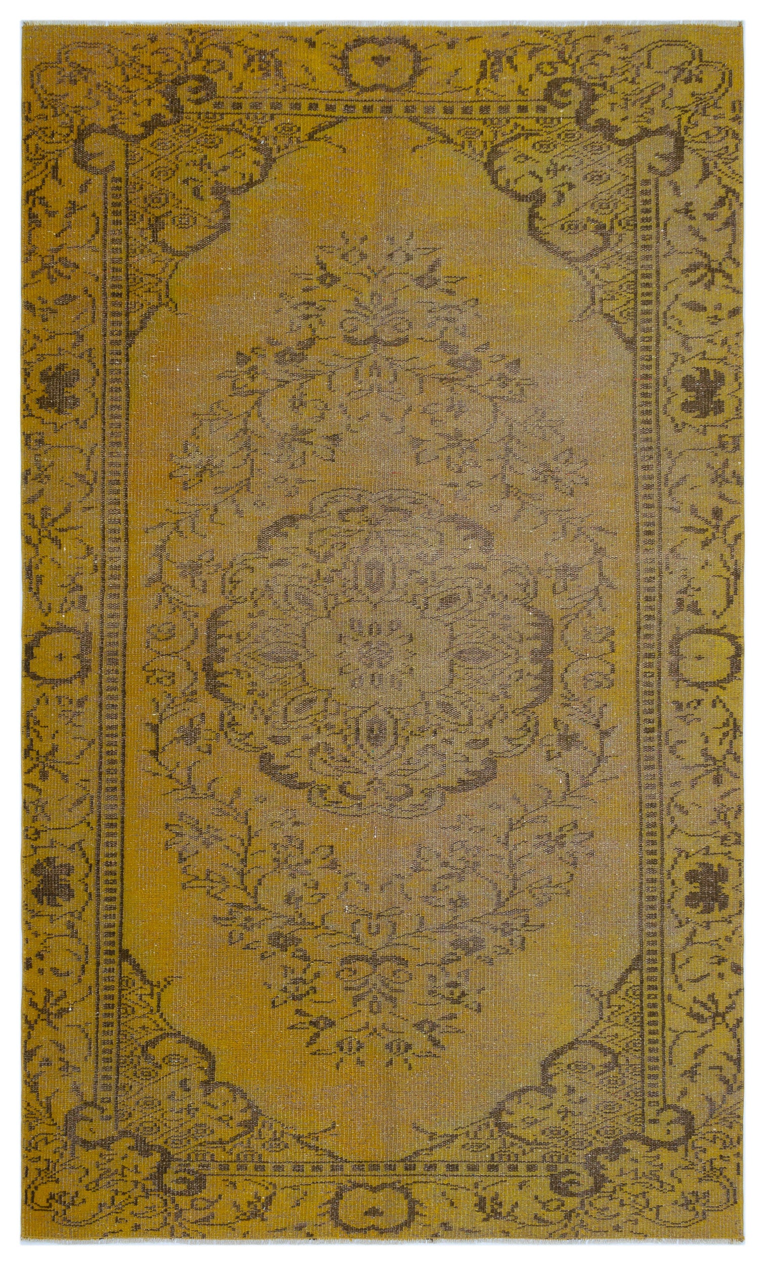 Yellow Over Dyed Vintage Rug 5'3'' x 8'9'' ft 160 x 267 cm