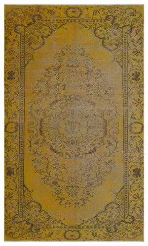 Yellow Over Dyed Vintage Rug 5'3'' x 8'9'' ft 160 x 267 cm