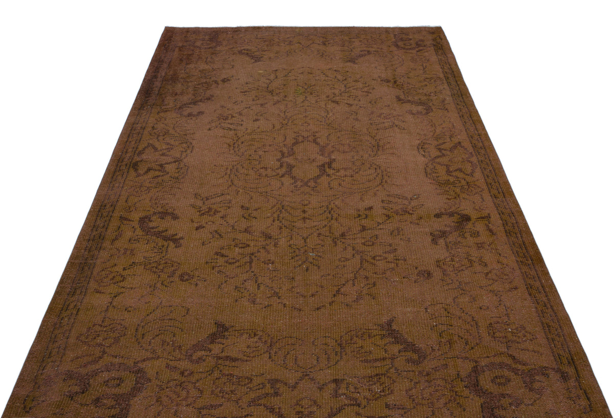 Brown Over Dyed Vintage Rug 5&#39;3&#39;&#39; x 8&#39;11&#39;&#39; ft 160 x 271 cm