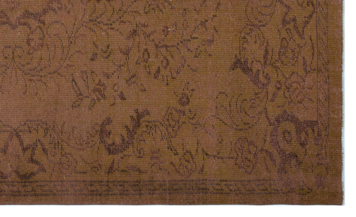 Brown Over Dyed Vintage Rug 5&#39;3&#39;&#39; x 8&#39;11&#39;&#39; ft 160 x 271 cm