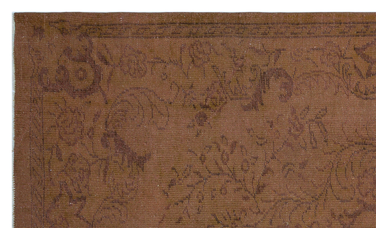 Brown Over Dyed Vintage Rug 5&#39;3&#39;&#39; x 8&#39;11&#39;&#39; ft 160 x 271 cm