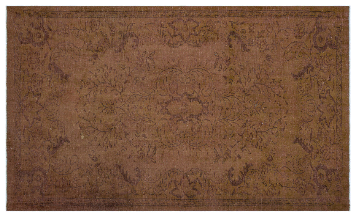 Brown Over Dyed Vintage Rug 5&#39;3&#39;&#39; x 8&#39;11&#39;&#39; ft 160 x 271 cm