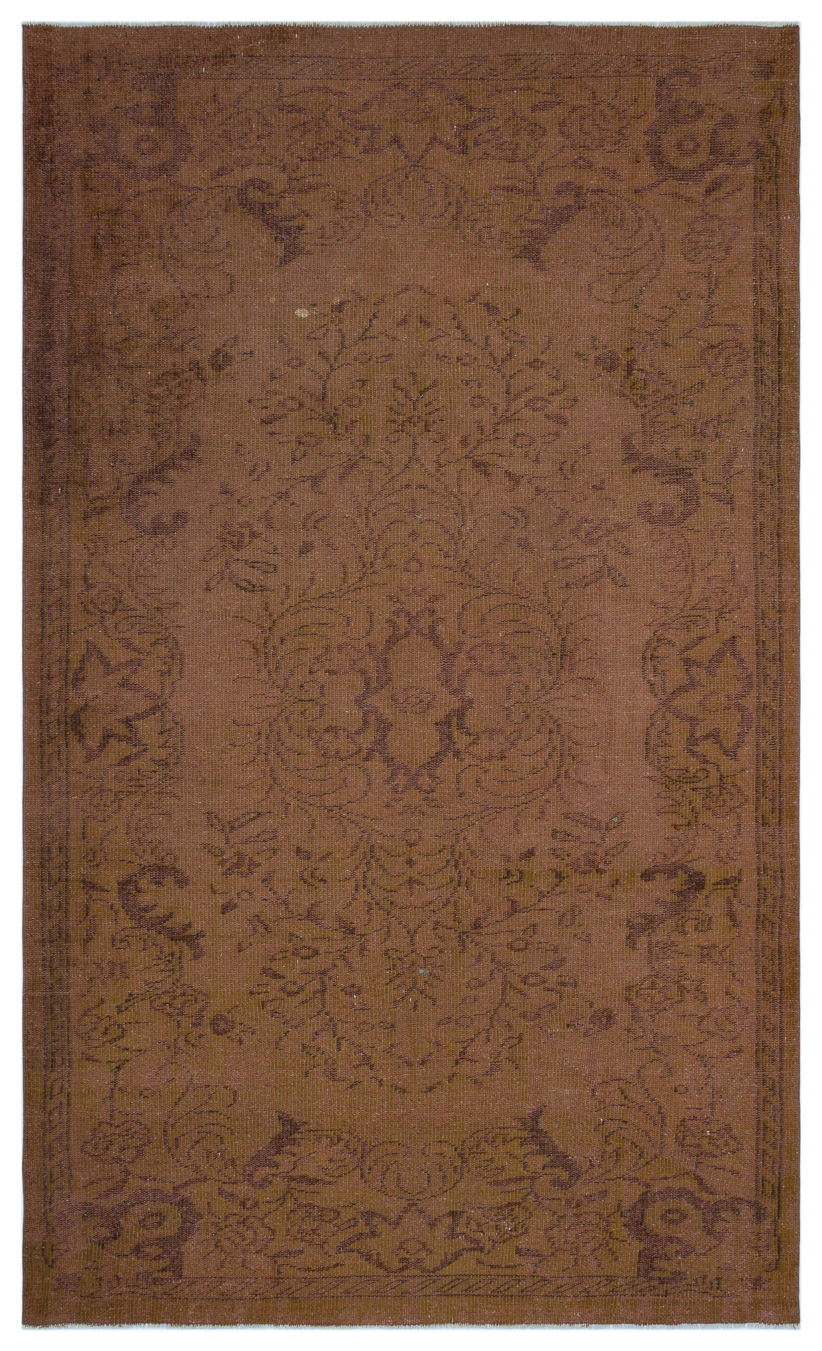 Brown Over Dyed Vintage Rug 5&#39;3&#39;&#39; x 8&#39;11&#39;&#39; ft 160 x 271 cm