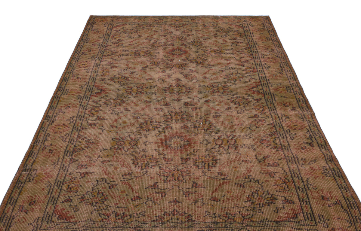 Brown Over Dyed Vintage Rug 5&#39;6&#39;&#39; x 8&#39;2&#39;&#39; ft 167 x 248 cm