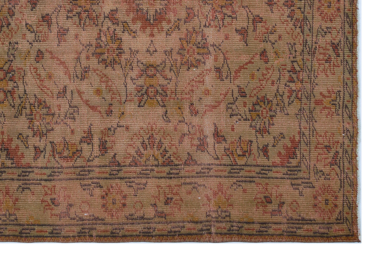 Brown Over Dyed Vintage Rug 5&#39;6&#39;&#39; x 8&#39;2&#39;&#39; ft 167 x 248 cm