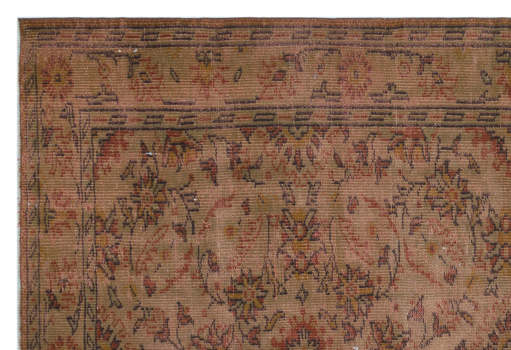 Brown Over Dyed Vintage Rug 5'6'' x 8'2'' ft 167 x 248 cm
