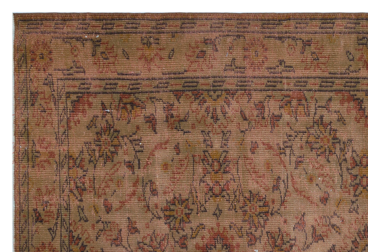 Brown Over Dyed Vintage Rug 5&#39;6&#39;&#39; x 8&#39;2&#39;&#39; ft 167 x 248 cm