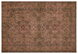 Brown Over Dyed Vintage Rug 5'6'' x 8'2'' ft 167 x 248 cm