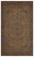 Brown Over Dyed Vintage Rug 5'6'' x 9'3'' ft 167 x 281 cm