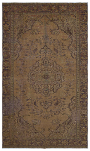 Brown Over Dyed Vintage Rug 5'6'' x 9'3'' ft 167 x 281 cm
