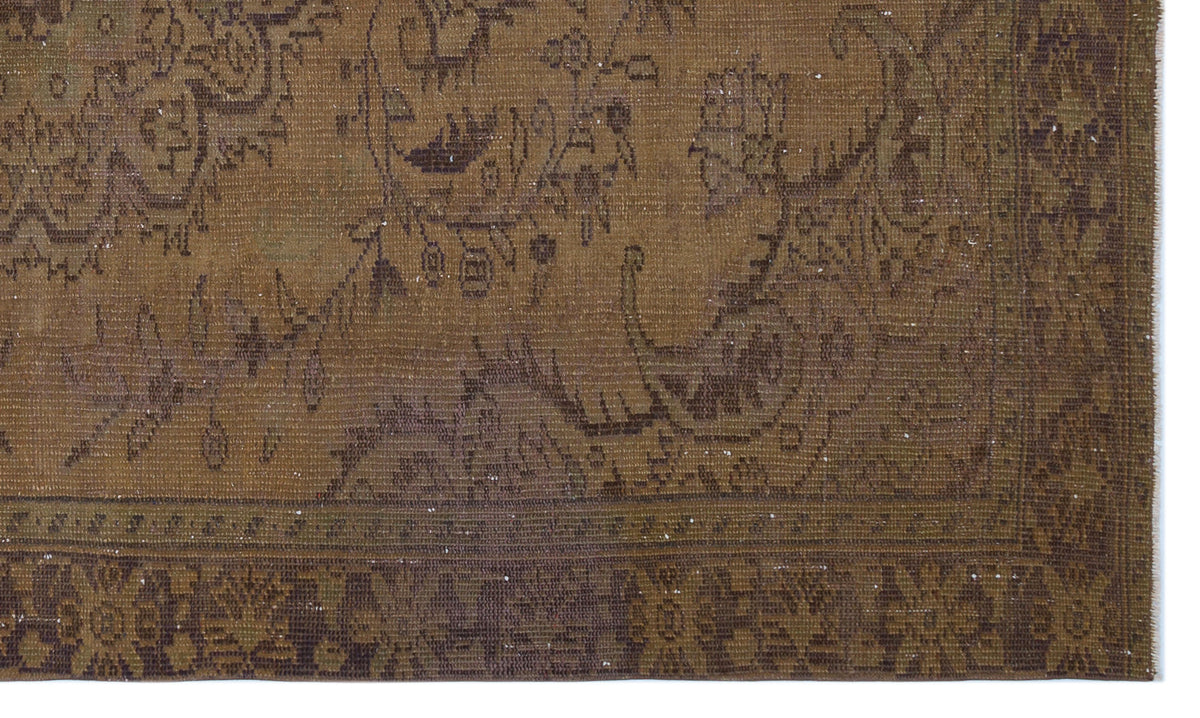 Brown Over Dyed Vintage Rug 5&#39;6&#39;&#39; x 9&#39;3&#39;&#39; ft 167 x 281 cm