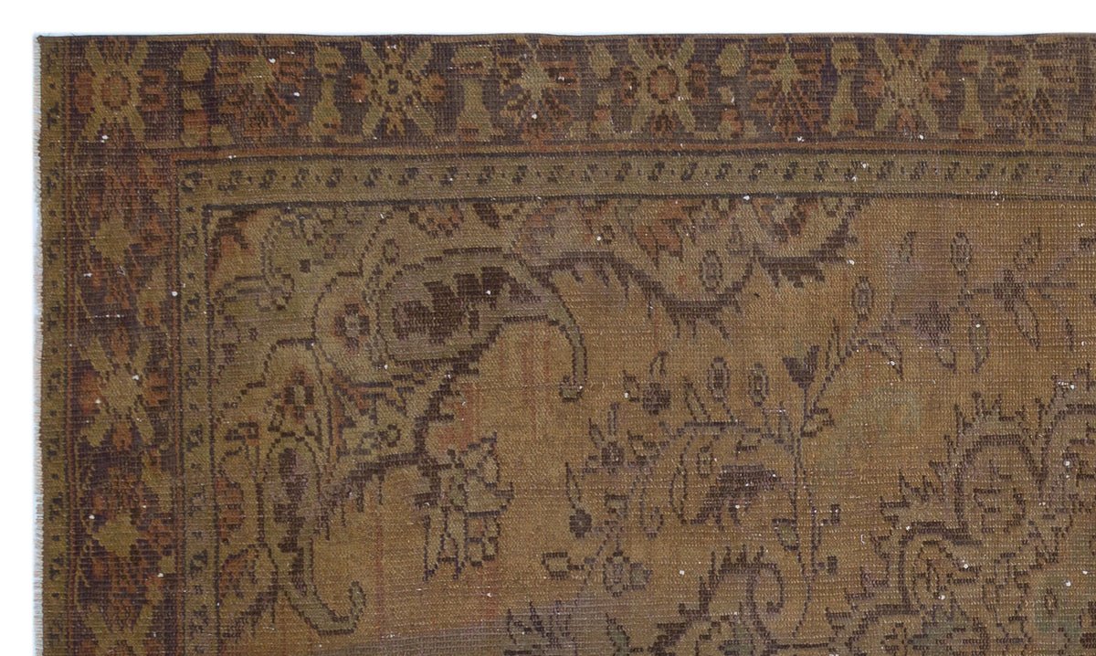 Brown Over Dyed Vintage Rug 5&#39;6&#39;&#39; x 9&#39;3&#39;&#39; ft 167 x 281 cm