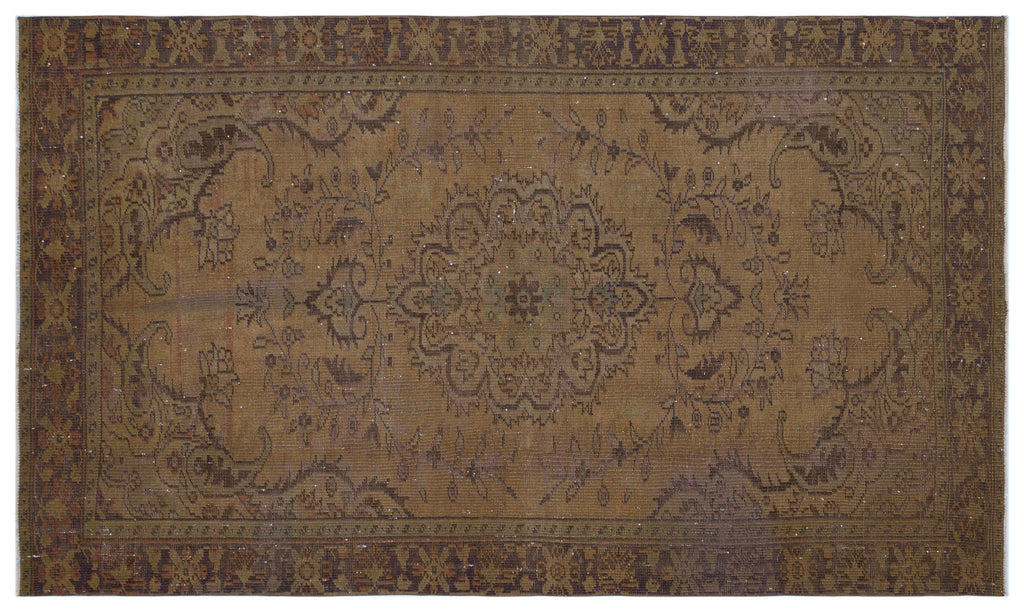 Brown Over Dyed Vintage Rug 5'6'' x 9'3'' ft 167 x 281 cm