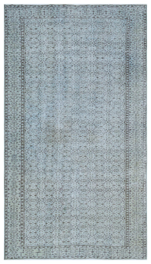 Blue Over Dyed Vintage Rug 5'2'' x 9'2'' ft 158 x 280 cm