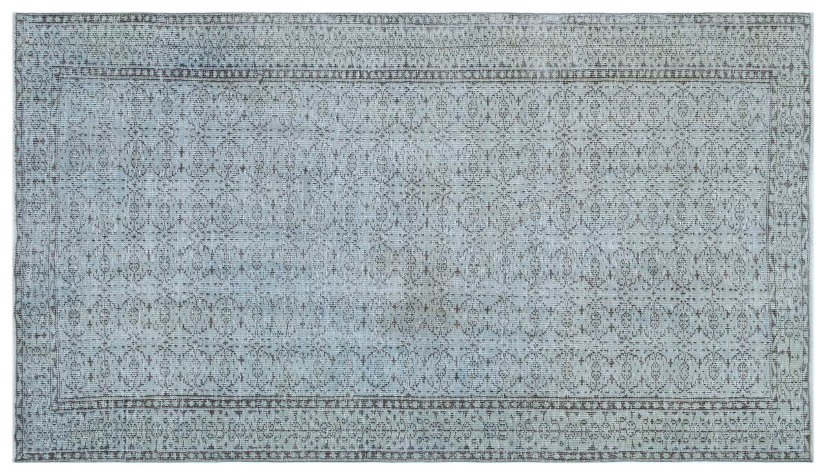 Blue Over Dyed Vintage Rug 5&#39;2&#39;&#39; x 9&#39;2&#39;&#39; ft 158 x 280 cm
