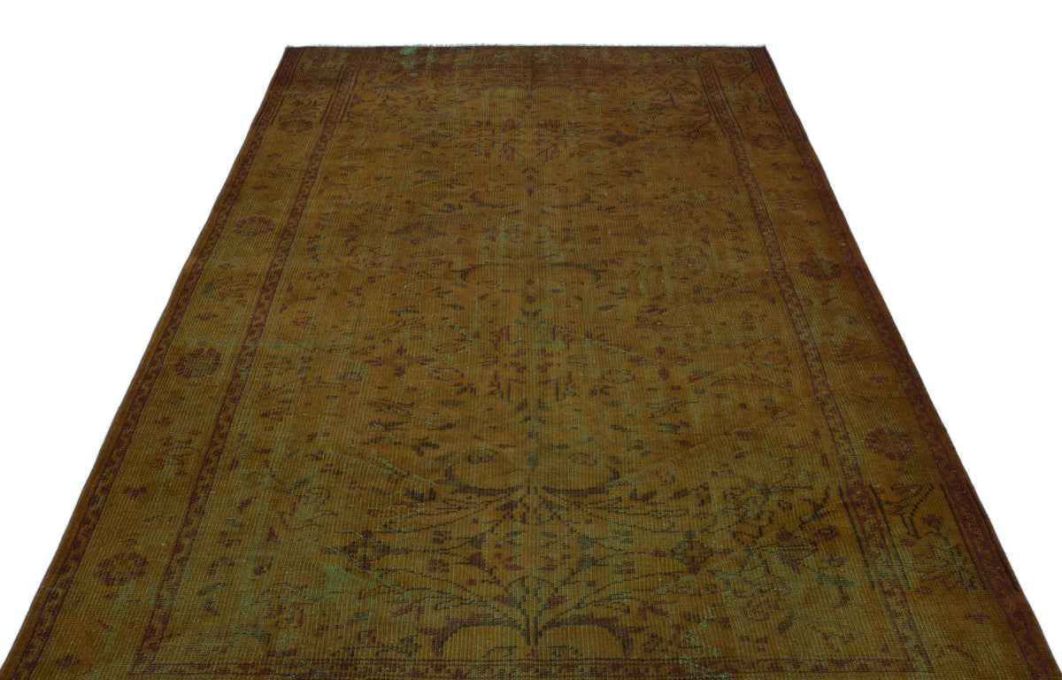 Brown Over Dyed Vintage Rug 5&#39;9&#39;&#39; x 9&#39;1&#39;&#39; ft 176 x 276 cm