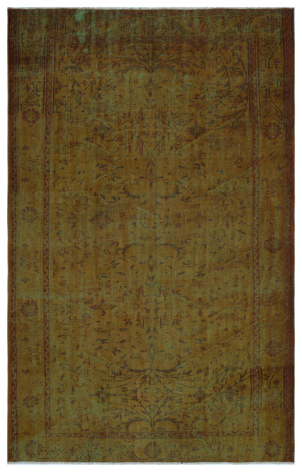 Brown Over Dyed Vintage Rug 5'9'' x 9'1'' ft 176 x 276 cm