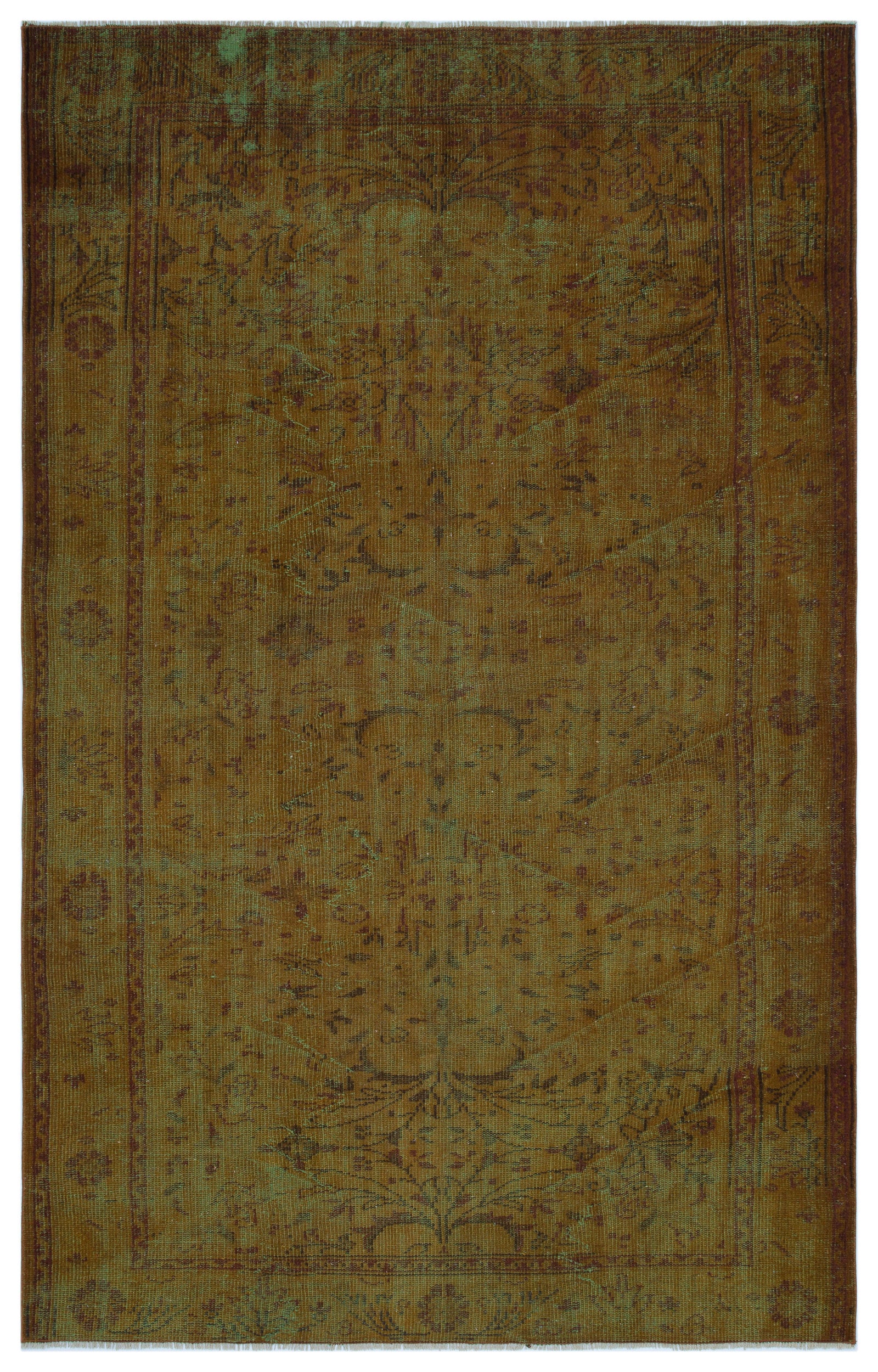 Brown Over Dyed Vintage Rug 5'9'' x 9'1'' ft 176 x 276 cm