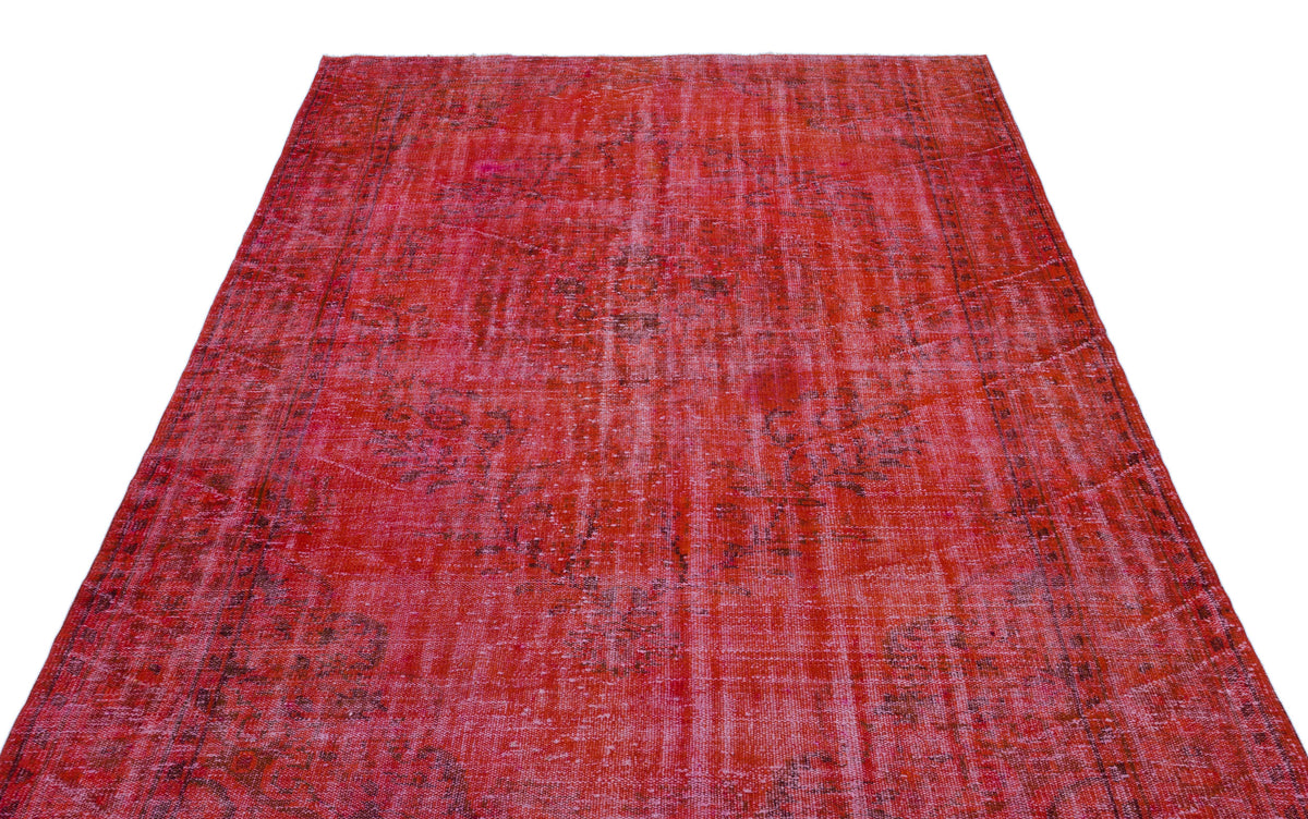 Red Over Dyed Vintage Rug 6&#39;0&#39;&#39; x 9&#39;3&#39;&#39; ft 184 x 282 cm