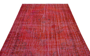 Red Over Dyed Vintage Rug 6'0'' x 9'3'' ft 184 x 282 cm