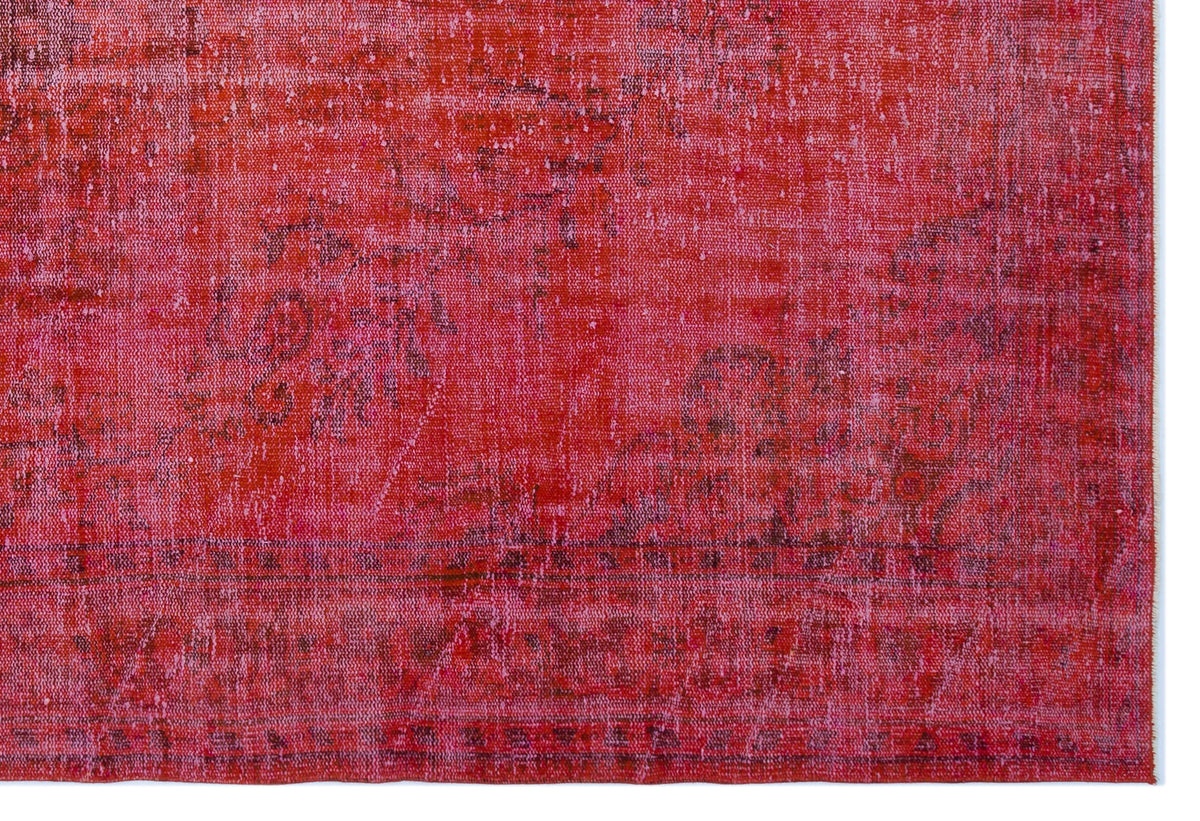 Red Over Dyed Vintage Rug 6&#39;0&#39;&#39; x 9&#39;3&#39;&#39; ft 184 x 282 cm