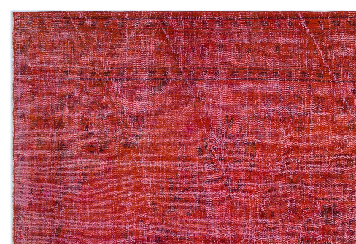 Red Over Dyed Vintage Rug 6&#39;0&#39;&#39; x 9&#39;3&#39;&#39; ft 184 x 282 cm