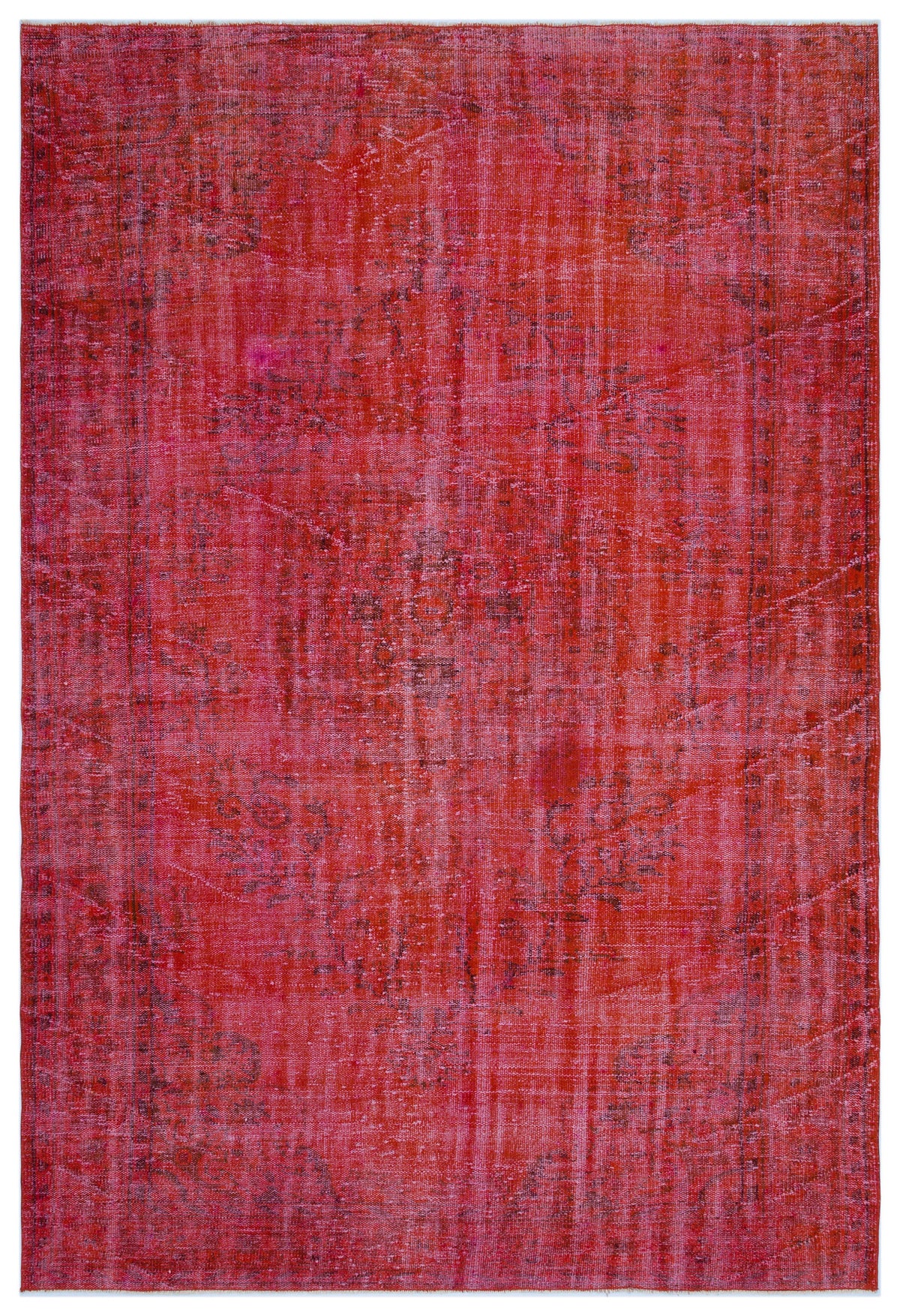 Red Over Dyed Vintage Rug 6&#39;0&#39;&#39; x 9&#39;3&#39;&#39; ft 184 x 282 cm