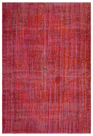 Red Over Dyed Vintage Rug 6'0'' x 9'3'' ft 184 x 282 cm