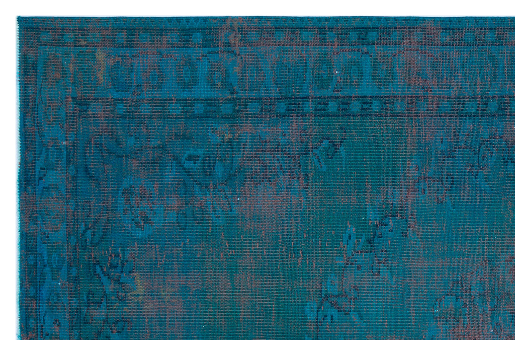 Turquoise  Over Dyed Vintage Rug 5'11'' x 8'12'' ft 180 x 274 cm