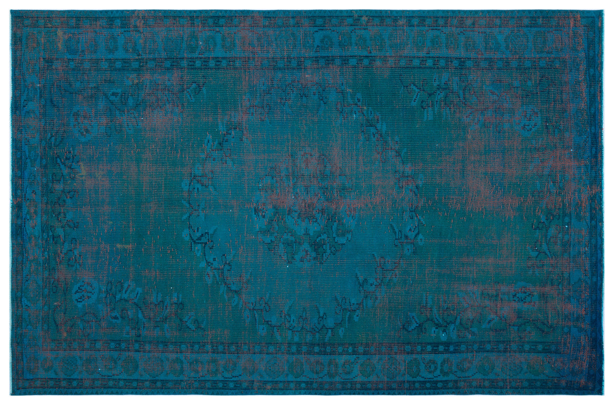 Turquoise  Over Dyed Vintage Rug 5&#39;11&#39;&#39; x 8&#39;12&#39;&#39; ft 180 x 274 cm