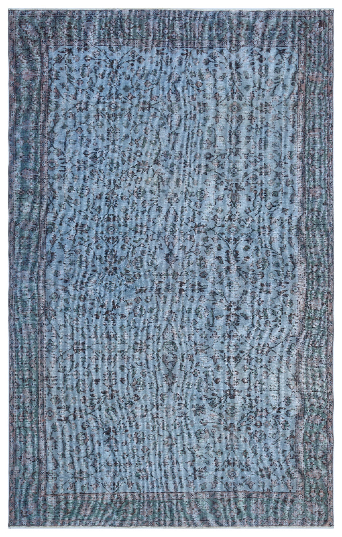 Blue Over Dyed Vintage Rug 5&#39;9&#39;&#39; x 9&#39;2&#39;&#39; ft 175 x 280 cm